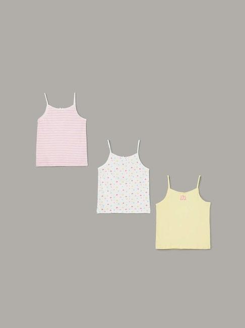 Fame Forever by Lifestyle Kids Multicolor Cotton Printed Camisole (Pack of 3) - Assorted