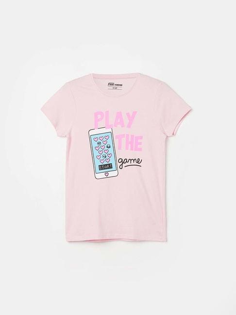 Fame Forever by Lifestyle Kids Pink Cotton Printed Tee
