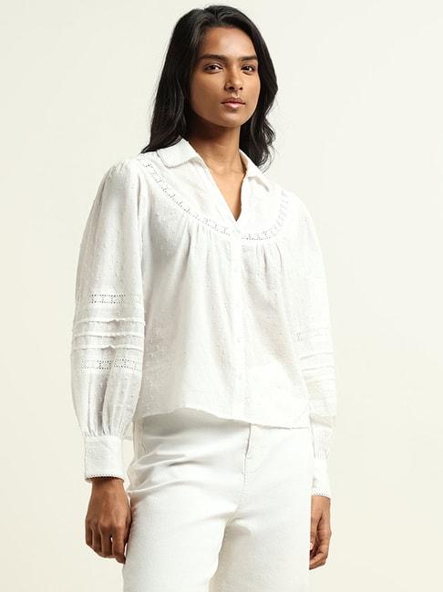 LOV by Westside White Embroidered Blouse