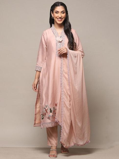 Biba Pink Embroidered Cotton Unstitched Dress Material