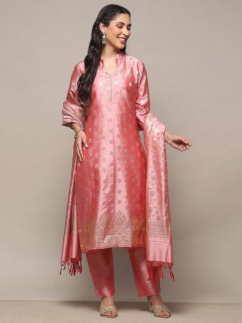 Biba Pink Woven Unstitched Dress Material