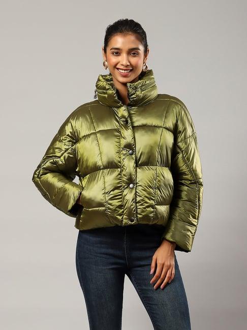 Label Ritu Kumar Olive Relaxed Fit Puffer Jacket