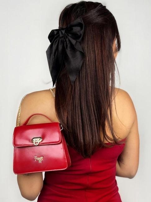 Baggit Valentines Collection Teeny Red PU Solid Miniature Satchel Handbag