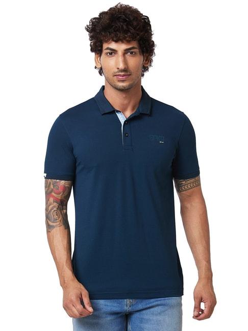 spykar-blue-slim-fit-polo-t-shirt