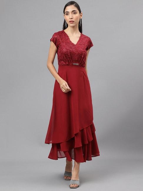 Latin Quarters Red Embellished Maxi Dress