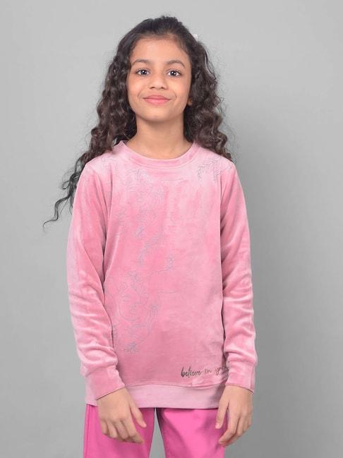 Crimsoune Club Kids Peach Printed Full Sleeves Sweatshirt