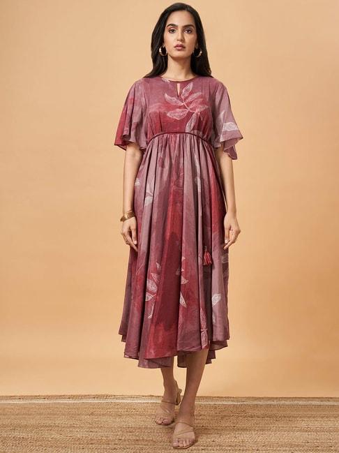 Marigold Lane Purple Floral Print A-Line Dress