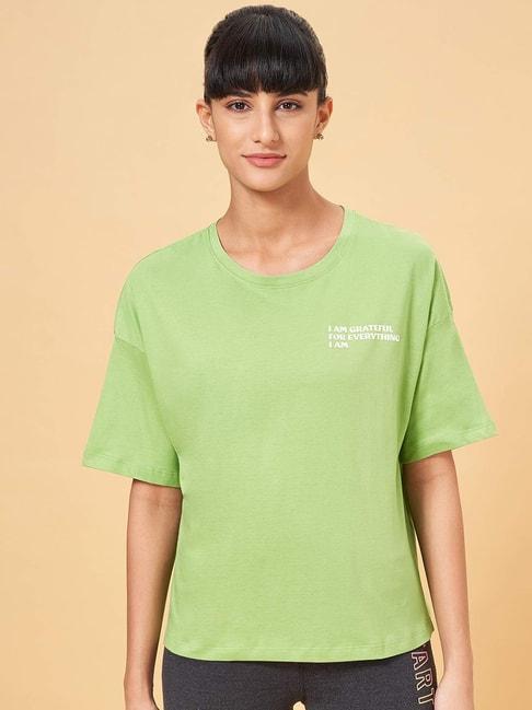 Ajile by Pantaloons Green Cotton Printed Sports T-Shirt