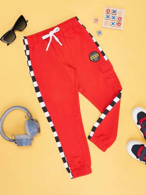 Pantaloons Junior Poppy Red Cotton Printed Joggers