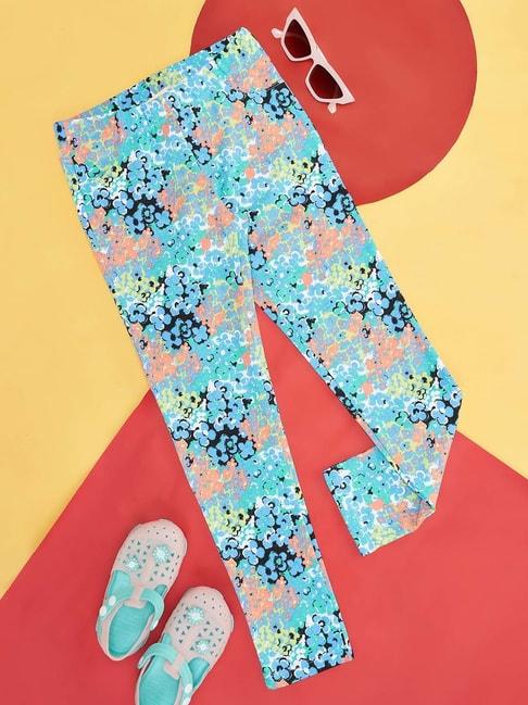 pantaloons-junior-blue-floral-print-jeggings