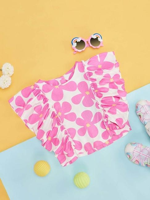 pantaloons-junior-sachet-pink-&-white-floral-print-top