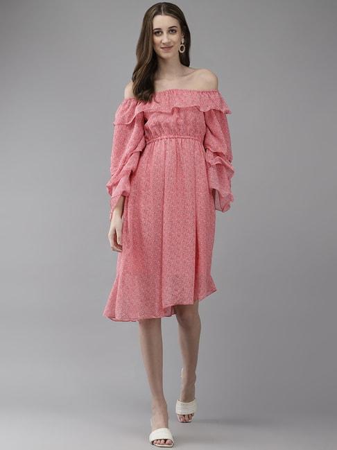 Aarika Pink Floral Print A-Line Dress