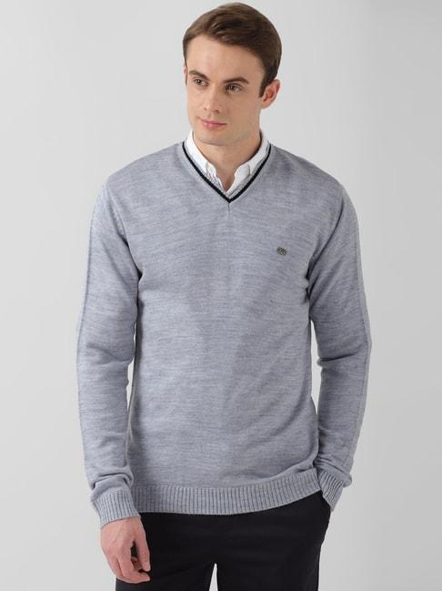 Peter England Grey Regular Fit Texture Sweater