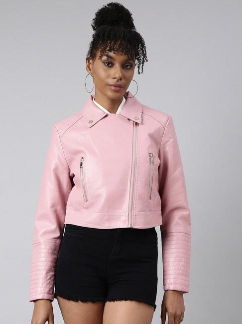 SHOWOFF Pink Regular Fit Biker Jacket