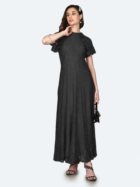 zink-london-black-self-design-maxi-dress