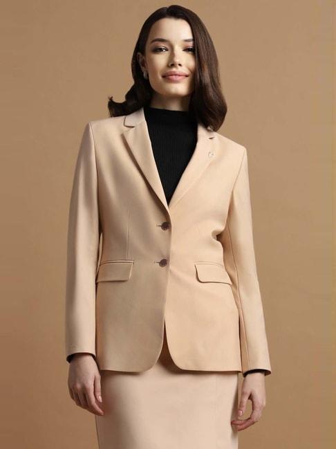 allen-solly-beige-textured-pattern-formal-blazer