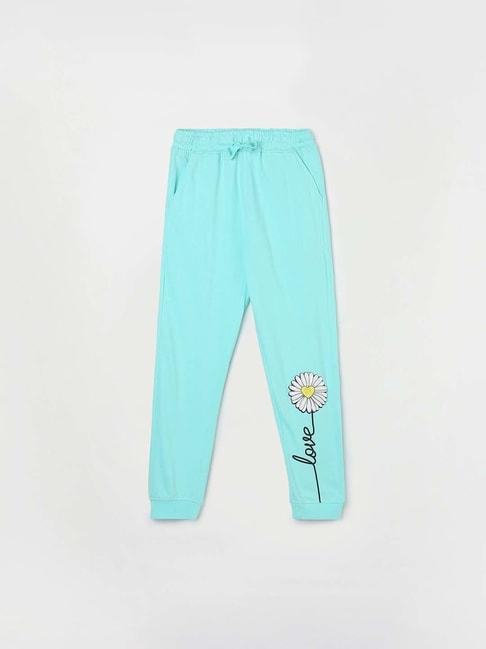 fame-forever-by-lifestyle-kids-aqua-blue-cotton-floral-print-trackpants