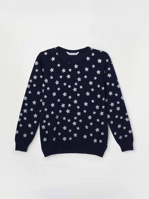 Fame Forever by Lifestyle Kids Navy Cotton Printed Full Sleeves Sweater