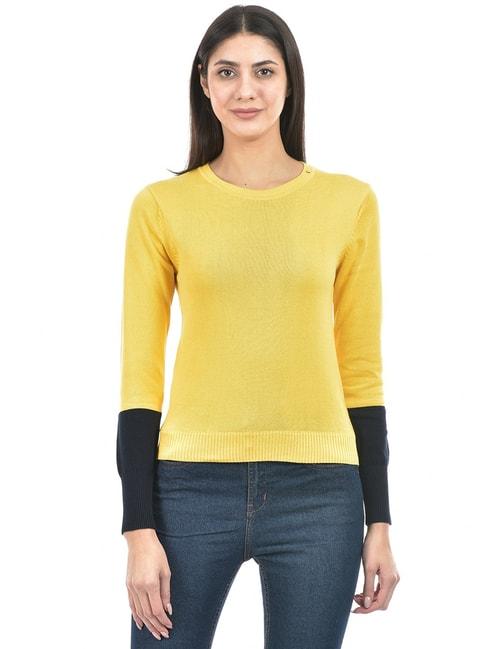 numero-uno-yellow-cotton-regular-fit-sweater