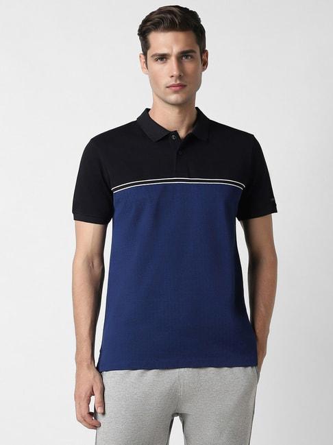 van-heusen-blue-regular-fit-colour-block-polo-t-shirt