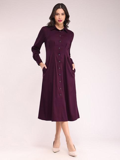 Fablestreet Wine Relaxed Fit Shirt Dress
