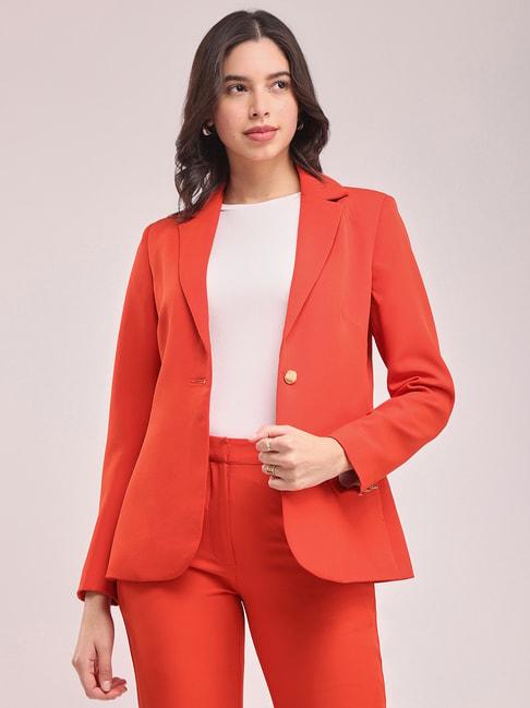 Fablestreet Red Relaxed Fit Blazer