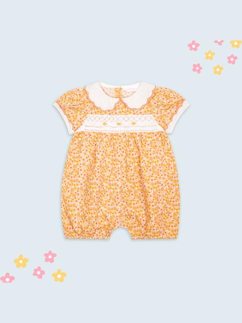 Budding Bees Kids Yellow Floral Print Romper