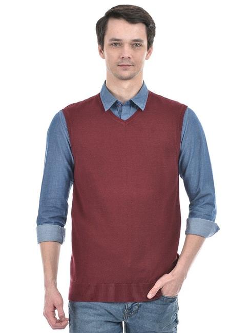 numero-uno-maroon-cotton-regular-fit-sweater