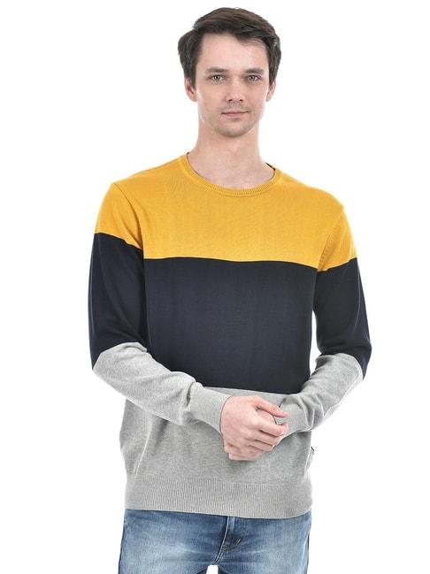 numero-uno-multicolored-cotton-regular-fit-colour-block-sweater