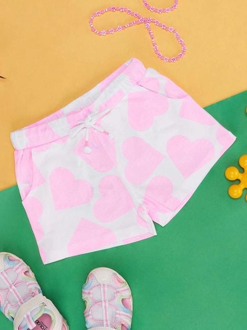 Pantaloons Junior Kids Pink & Grey Cotton Printed Shorts