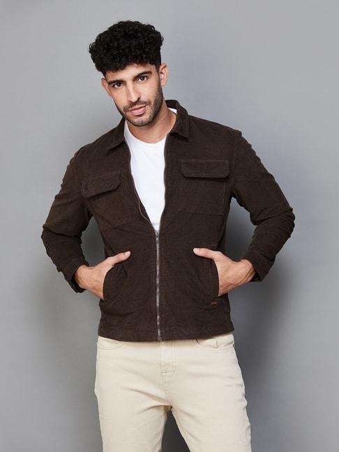 Code By Lifestyle Tan Cotton Regular Fit Jacket