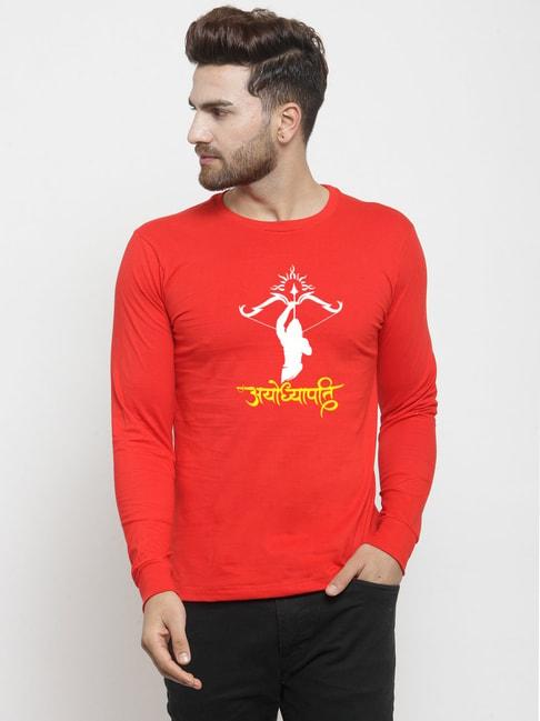 friskers-red-slim-fit-graphic-print-crew-t-shirt