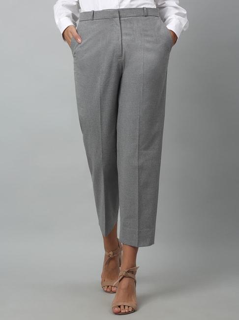 Cantabil Grey Regular Fit Mid Rise Trousers