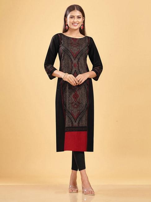 SHANVIKA Black Printed Pure Cotton Dress Material