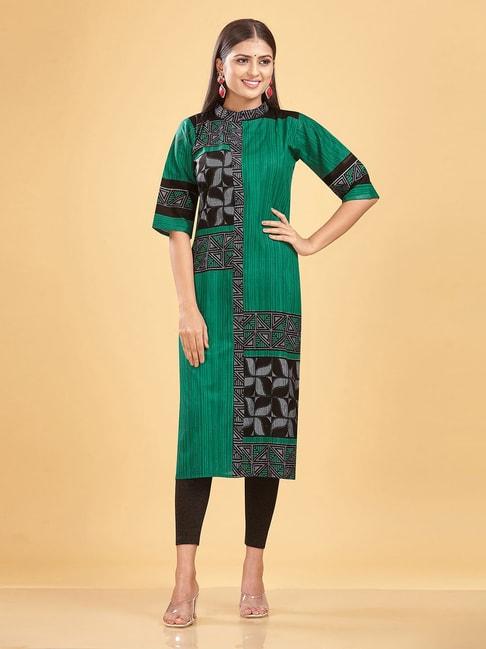 SHANVIKA Green Printed Pure Cotton Dress Material