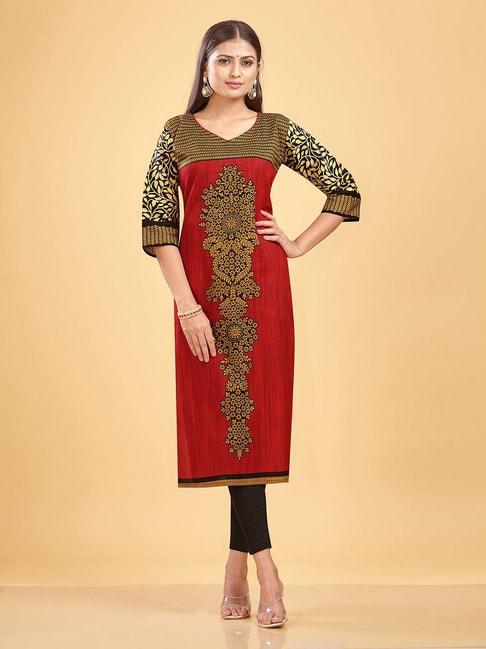 SHANVIKA Red Printed Pure Cotton Dress Material