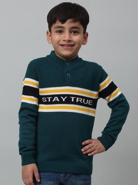 Cantabil Kids Green Printed Full Sleeves Sweater