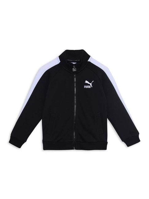Puma Kids Classics T7 Black Cotton Logo Full Sleeves Jacket