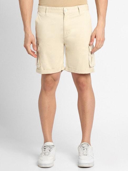 Forever 21 Beige Cotton Regular Fit Cargo Shorts