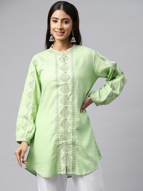 readiprint-fashions-green-embroidered-a-line-kurti