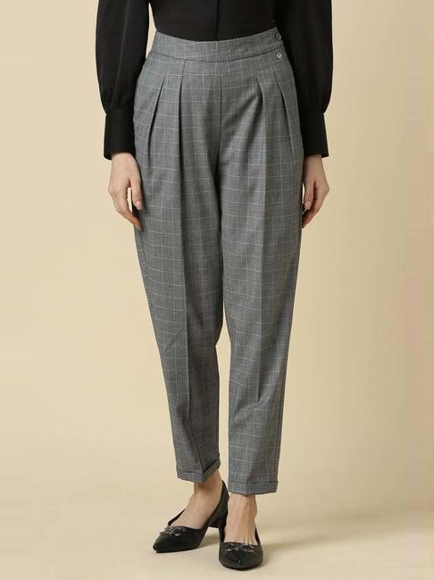 allen-solly-grey-chequered-formal-pants