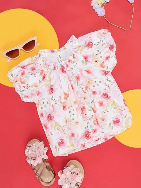 pantaloons-junior-kids-white-&-pink-cotton-floral-print-top
