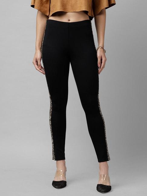 KASSUALLY Black Relaxed Fit Treggings