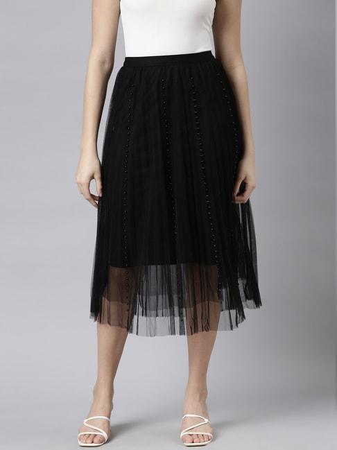 SHOWOFF Black Embellished Skirt
