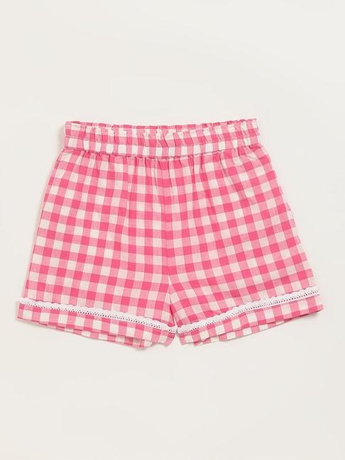 Utsa Kids by Westside Pink Gingham Checkered Shorts
