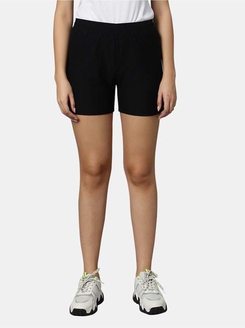 omtex-black-mid-rise-sports-shorts