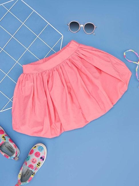Pantaloons Junior Pink Cotton Regular Fit Skirt