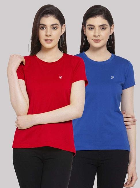 Friskers Red & Blue Cotton T-Shirt - Pack of 2