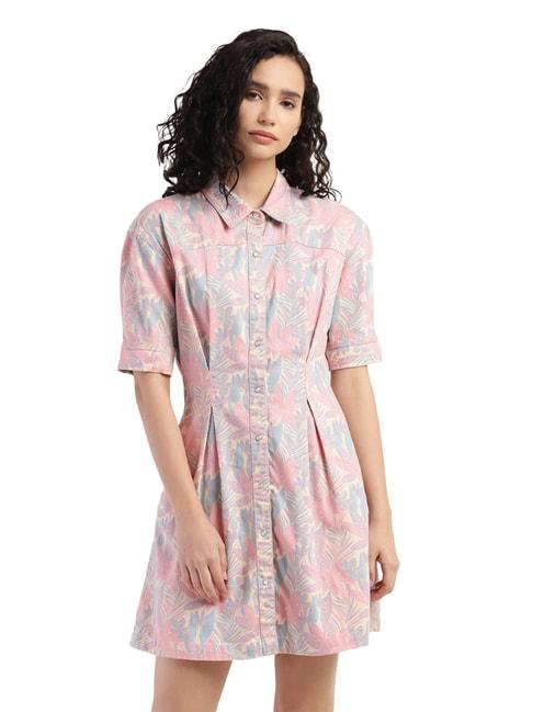 levi's-pink-cotton-printed-shirt-dress