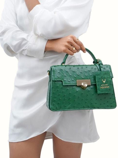 Hidesign Atelier Bartoli 02 Green Leather Textured Satchel Handbag